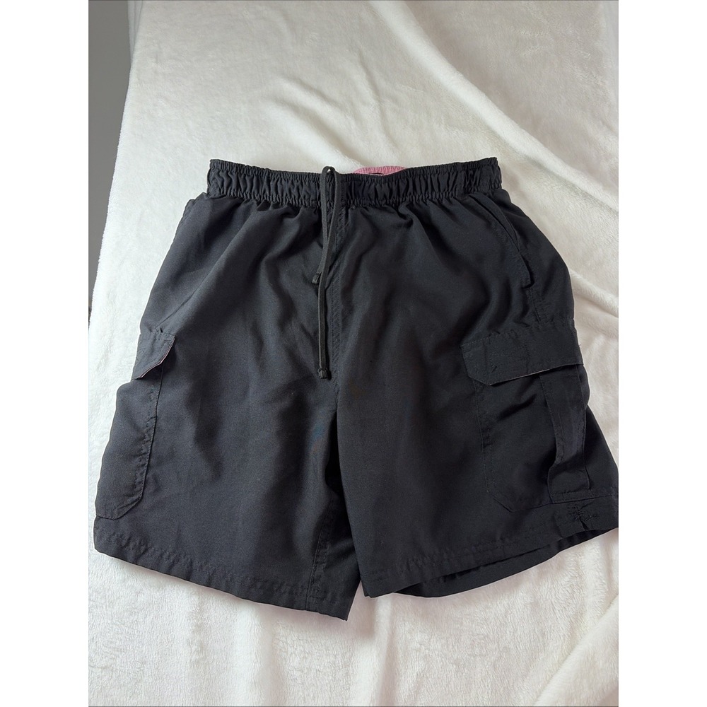 Berkley‎ Jensen Small Men's Quick-Dry Swimming Cargo Shorts Black/Pink Trim